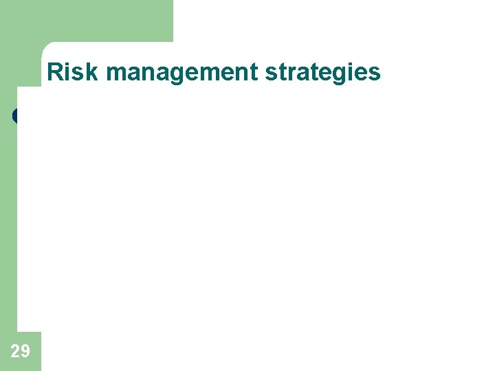 Risk management strategies 29 