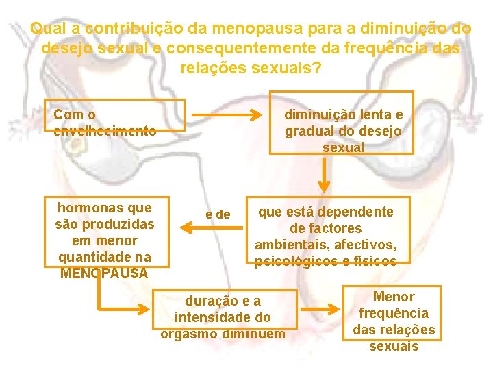 Qual a contribuição da menopausa para a diminuição do desejo sexual e consequentemente da Qual a contribuição da menopausa para a diminuição do desejo sexual e consequentemente da