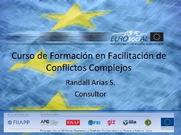 Curso de Formación en Facilitación de Conflictos Complejos Randall Arias S. Consultor 