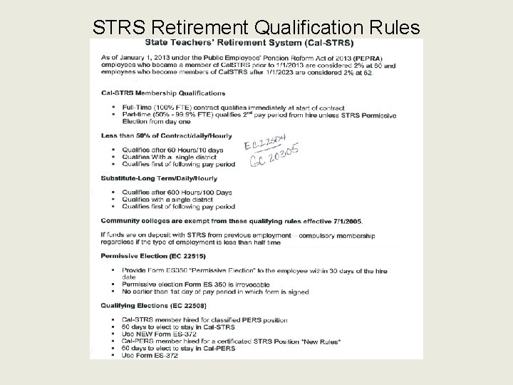 STRS Retirement Qualification Rules 