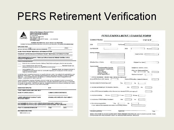 PERS Retirement Verification 