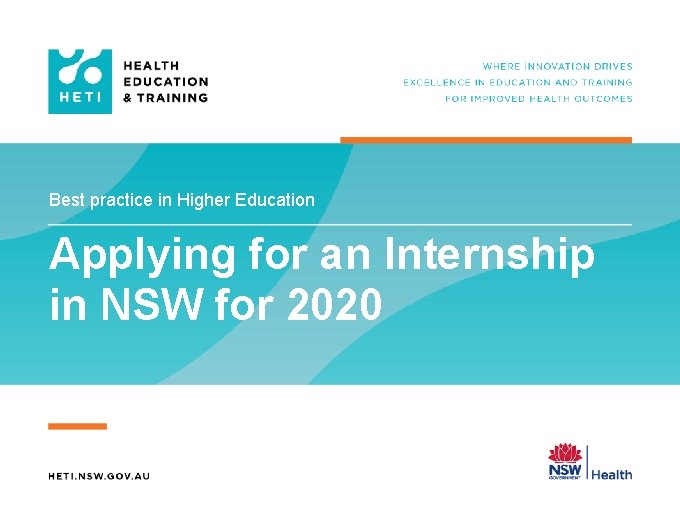Best practice in Higher Education Applying for an Internship in NSW for 2020 