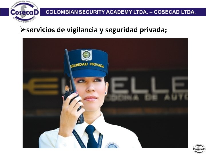 Øservicios de vigilancia y seguridad privada; 