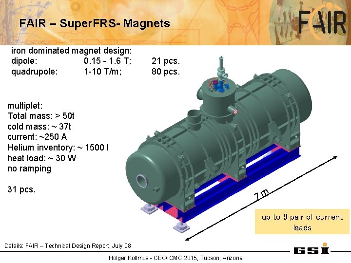 FAIR – Super. FRS- Magnets iron dominated magnet design: dipole: 0. 15 - 1.