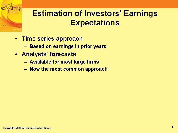 Estimation of Investors’ Earnings Expectations • Time series approach – Based on earnings in Estimation of Investors’ Earnings Expectations • Time series approach – Based on earnings in