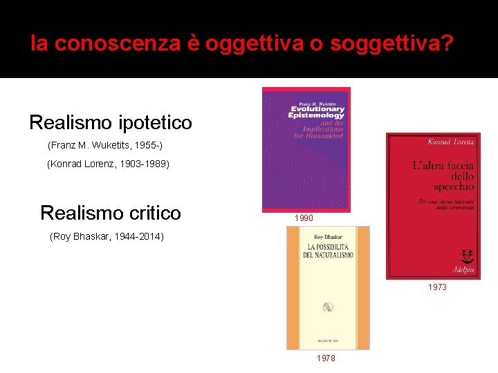 la conoscenza è oggettiva o soggettiva? Realismo ipotetico (Franz M. Wuketits, 1955 -) (Konrad