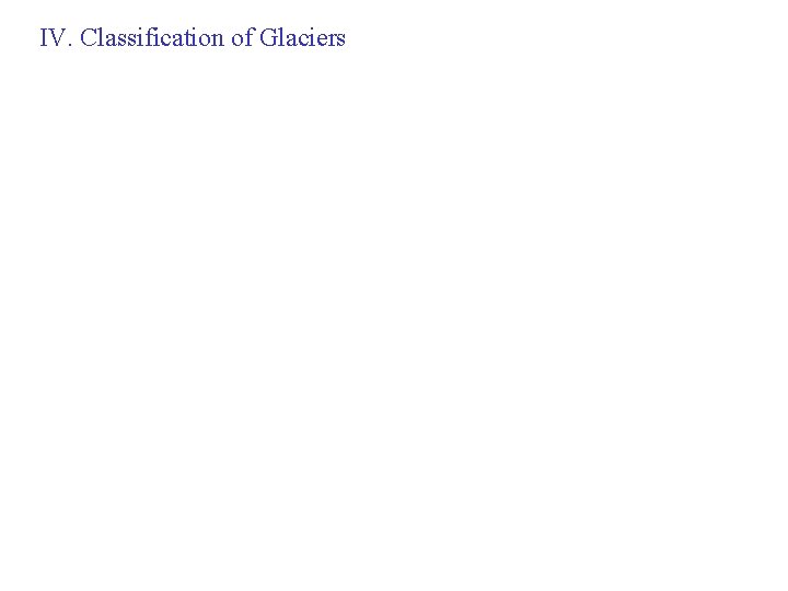 IV. Classification of Glaciers 