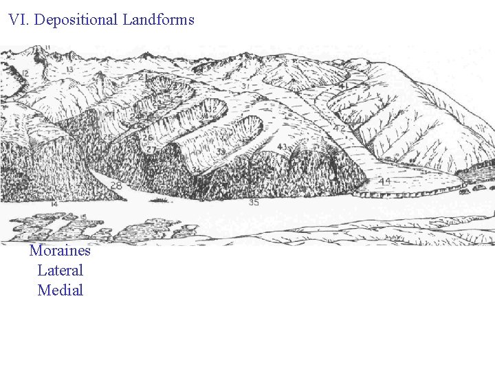 VI. Depositional Landforms Moraines Lateral Medial 