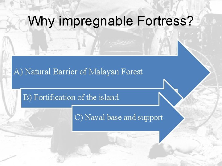 Why impregnable Fortress? A) Natural Barrier of Malayan Forest B) Fortification of the island