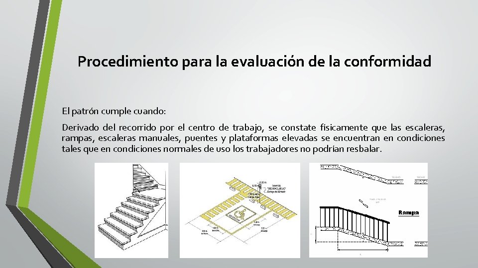 Procedimiento para la evaluación de la conformidad El patrón cumple cuando: Derivado del recorrido Procedimiento para la evaluación de la conformidad El patrón cumple cuando: Derivado del recorrido