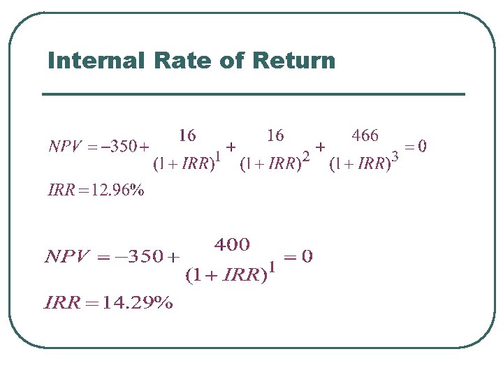 Other Investment Criteria and Free Cash Flows in