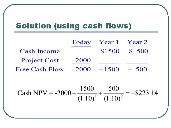 Solution (using cash flows) 