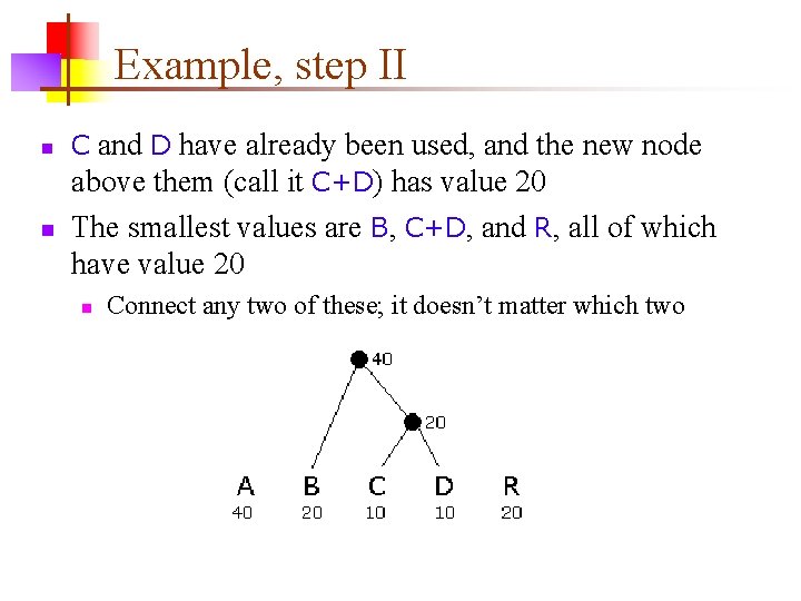 Example, step II n n C and D have already been used, and the