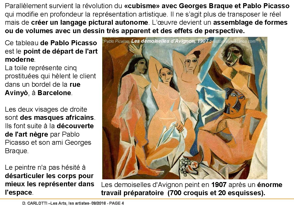 Parallèlement survient la révolution du «cubisme» avec Georges Braque et Pablo Picasso qui modifie