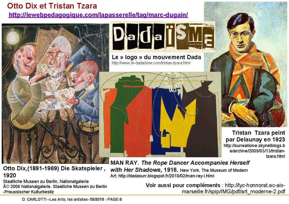 Otto Dix et Tristan Tzara http: //lewebpedagogique. com/lapasserelle/tag/marc-dugain/ Le » logo » du mouvement