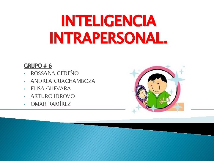 INTELIGENCIA INTRAPERSONAL. GRUPO # 6 • ROSSANA CEDEÑO • ANDREA GUACHAMBOZA • ELISA GUEVARA