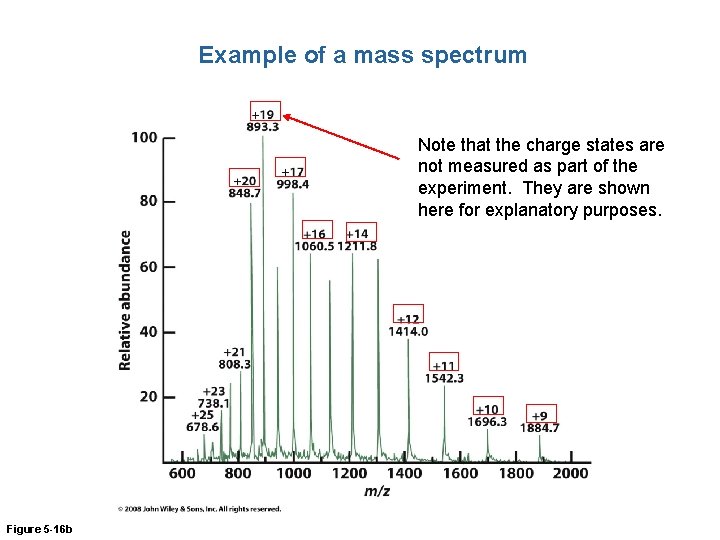 Example of a mass spectrum Note that the charge states are not measured as