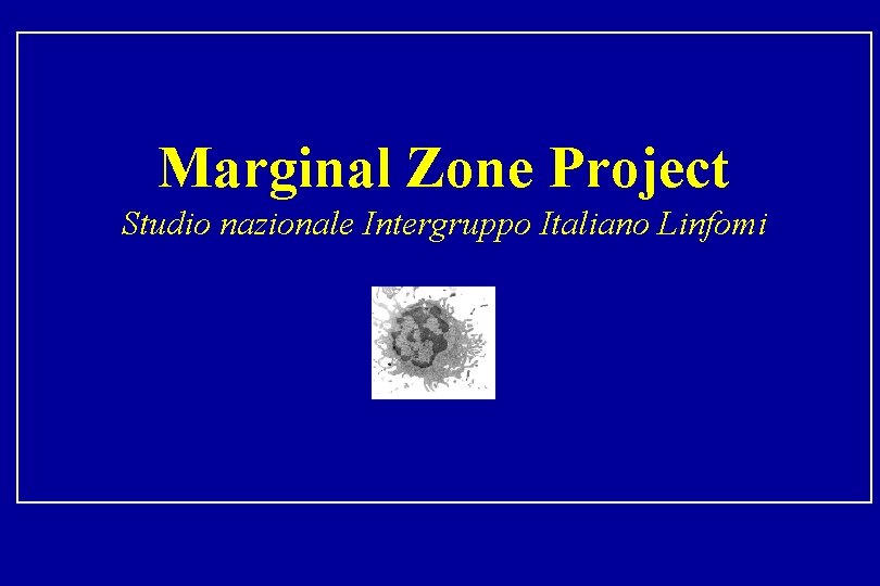 Marginal Zone Project Studio nazionale Intergruppo Italiano Linfomi 