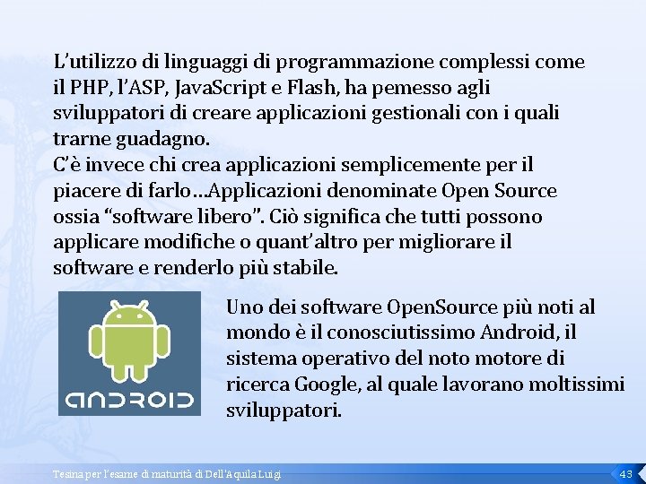L’utilizzo di linguaggi di programmazione complessi come il PHP, l’ASP, Java. Script e Flash,