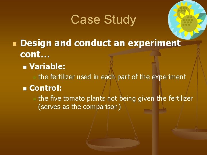 Case Study n Design and conduct an experiment cont… n Variable: n n the