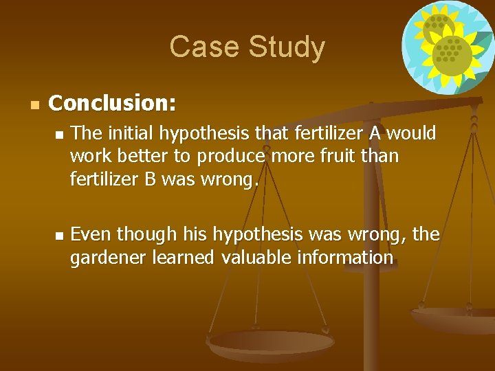 Case Study n Conclusion: n n The initial hypothesis that fertilizer A would work