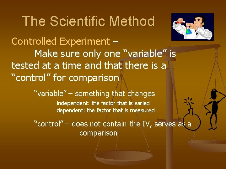 The Scientific Method Controlled Experiment – Make sure only one “variable” is tested at