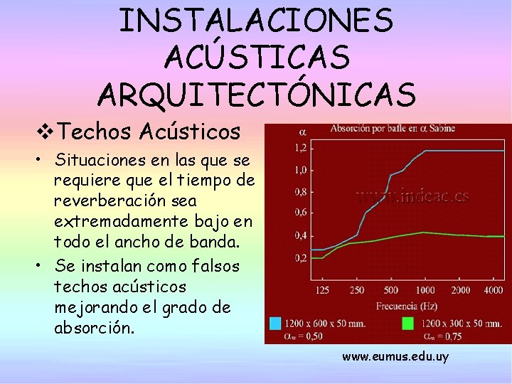 INSTALACIONES ACÚSTICAS ARQUITECTÓNICAS v. Techos Acústicos • Situaciones en las que se requiere que