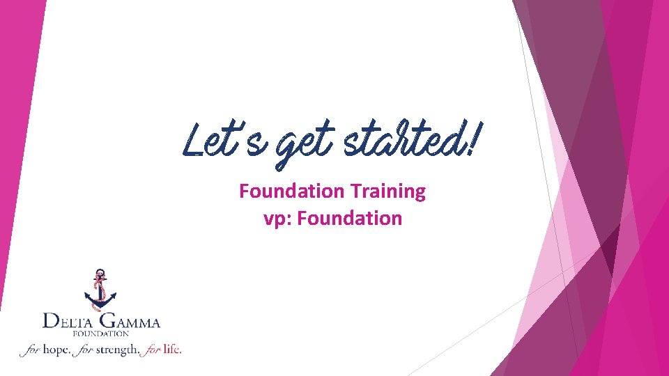 Let’s get started! Foundation Training vp: Foundation 