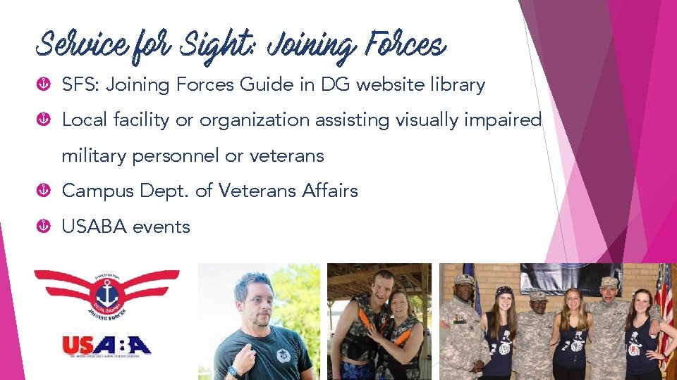 Service for Sight: Joining Forces ç SFS: Joining Forces Guide in DG website library