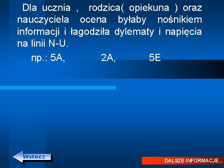  Dla ucznia , rodzica( opiekuna ) oraz nauczyciela ocena byłaby nośnikiem informacji i