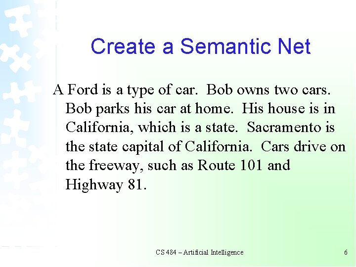 Create a Semantic Net A Ford is a type of car. Bob owns two