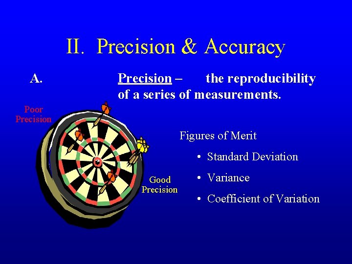 II. Precision & Accuracy A. Precision – the reproducibility of a series of measurements.