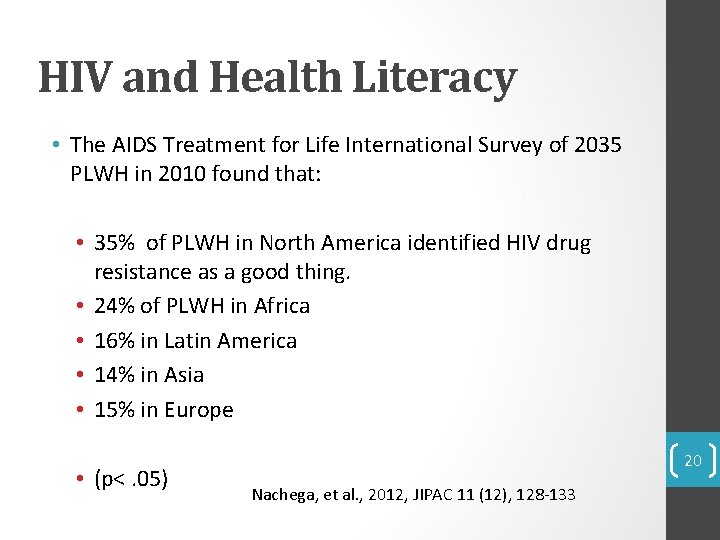 HIV and Health Literacy • The AIDS Treatment for Life International Survey of 2035