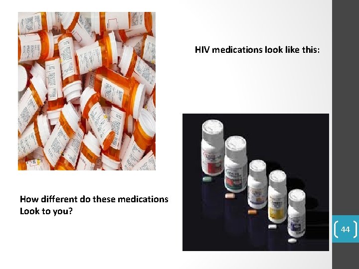 HIV medications look like this: How different do these medications Look to you? 44