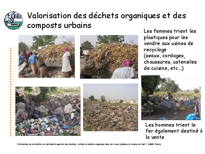 Valorisation des déchets organiques et des composts urbains Les femmes trient les plastiques pour