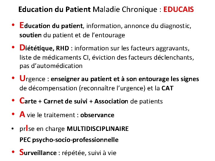 Education du Patient Maladie Chronique : EDUCAIS • Education du patient, information, annonce du