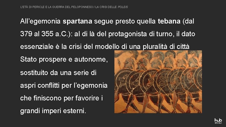 L’ETÀ DI PERICLE E LA GUERRA DEL PELOPONNESO / LA CRISI DELLE POLEIS All’egemonia