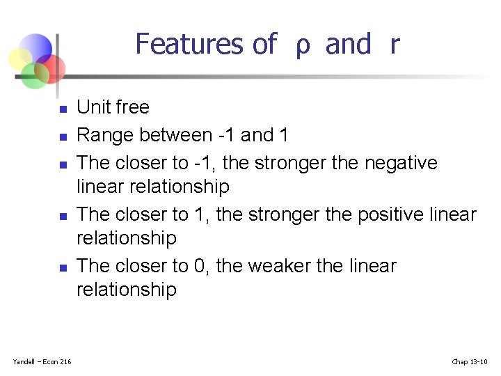 Features of ρ and r n n n Yandell – Econ 216 Unit free Features of ρ and r n n n Yandell – Econ 216 Unit free