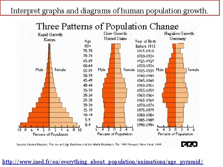 Interpret graphs and diagrams of human population growth. http: //www. ined. fr/en/everything_about_population/animations/age_pyramid/ 