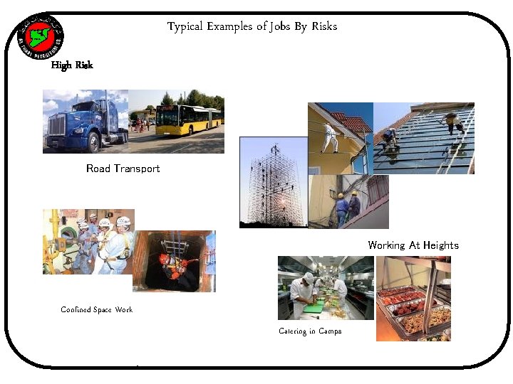 Typical Examples of Jobs By Risks SYRIA High Risk Road Transport Working At Heights