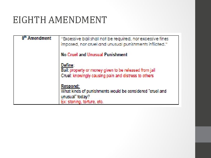 EIGHTH AMENDMENT 