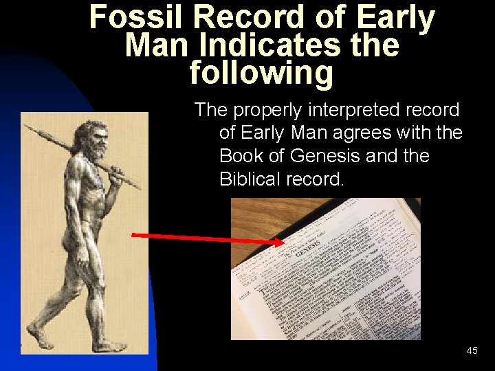 Fossil Record of Early Man Indicates the following The properly interpreted record of Early Fossil Record of Early Man Indicates the following The properly interpreted record of Early