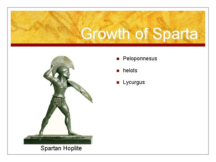 Growth of Spartan Hoplite n Peloponnesus n helots n Lycurgus 