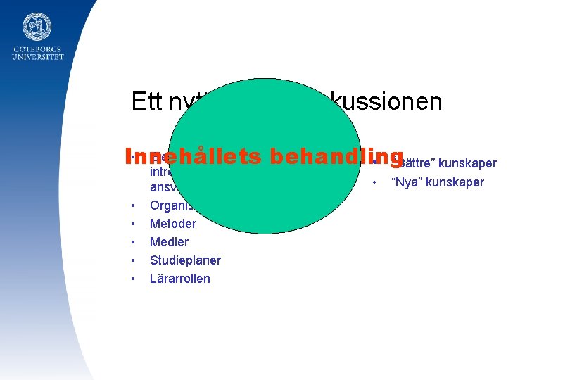 Ett nytt fokus i diskussionen • Elevernas motivation, behandling Innehållets • “Bättre” kunskaper •