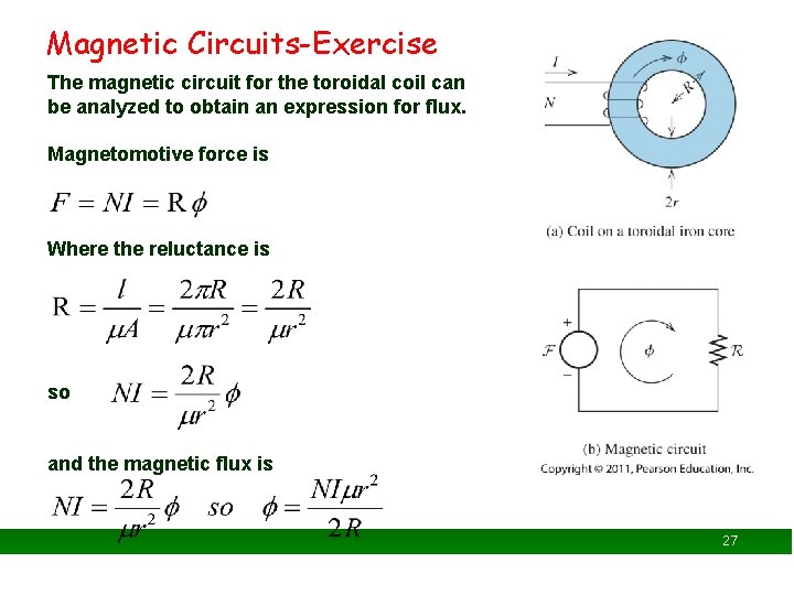Magnetic Circuits-Exercise The magnetic circuit for the toroidal coil can be analyzed to obtain