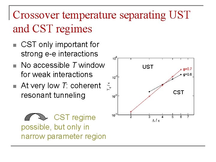 Crossover temperature separating UST and CST regimes n n n CST only important for