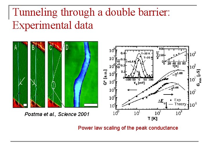 Tunneling through a double barrier: Experimental data Postma et al. , Science 2001 Power