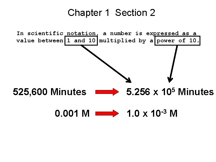 Chapter 1 Section 2 In scientific notation, a number is expressed as a value