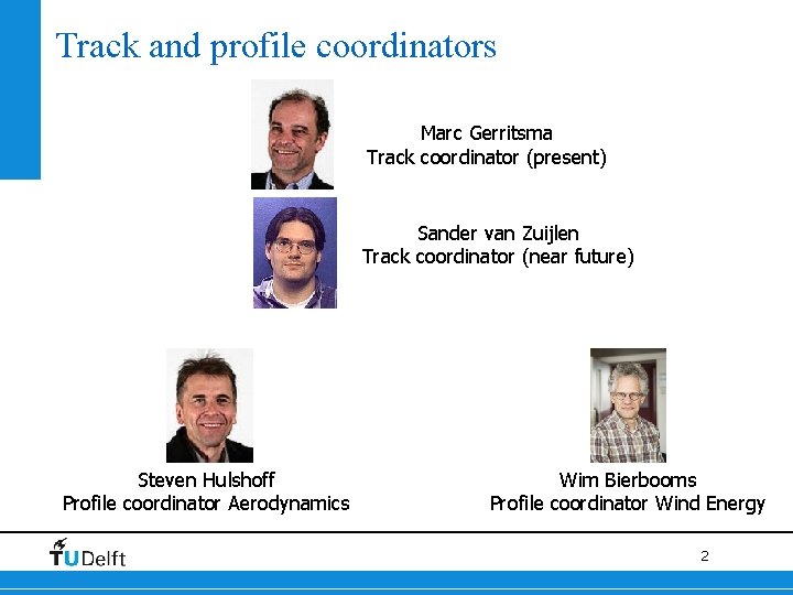 Track and profile coordinators Marc Gerritsma Track coordinator (present) Sander van Zuijlen Track coordinator