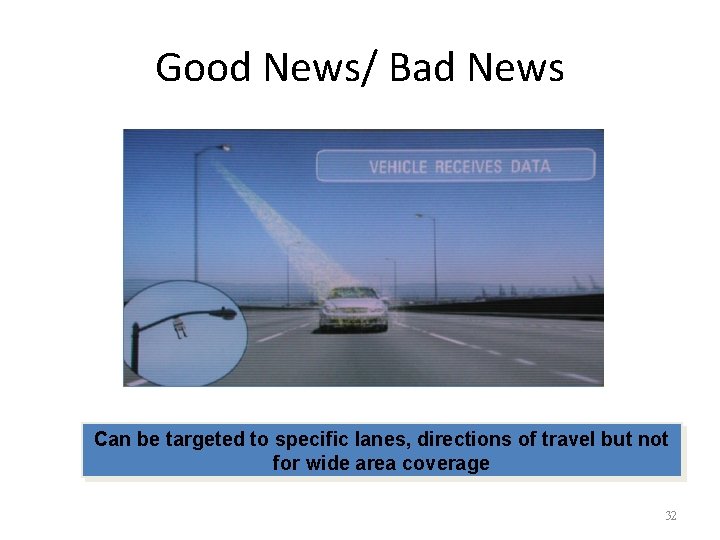 Good News/ Bad News Can be targeted to specific lanes, directions of travel but Good News/ Bad News Can be targeted to specific lanes, directions of travel but
